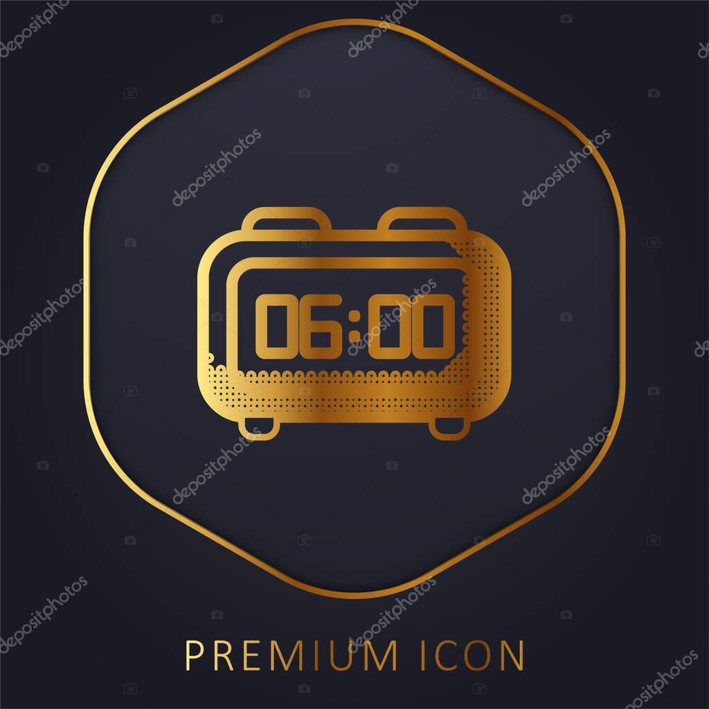 Alarm Clock golden line premium logo or icon