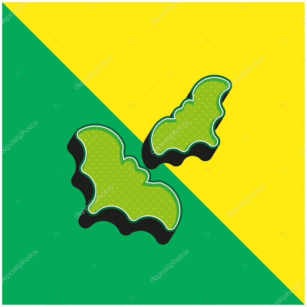 Bats Green and yellow modern 3d vector icon logo