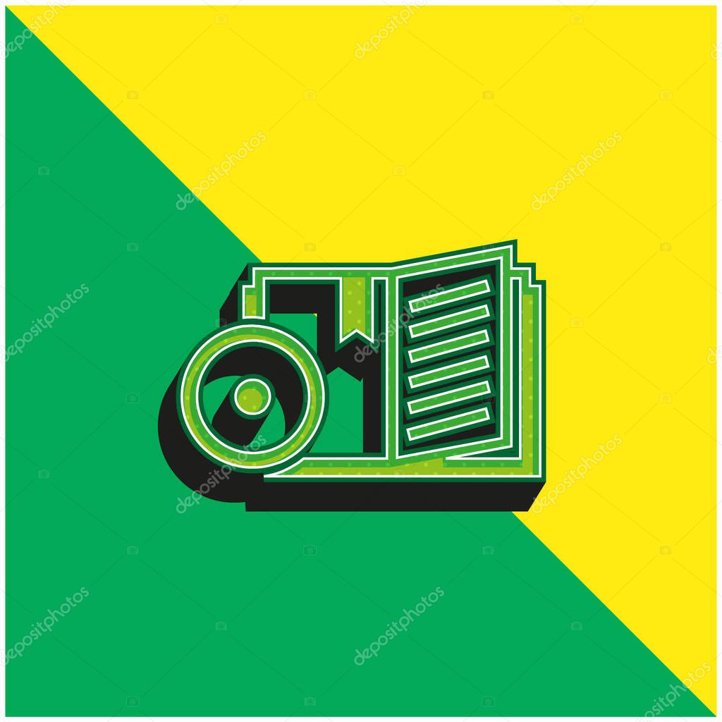 Book Green and yellow modern 3d vector icon logo