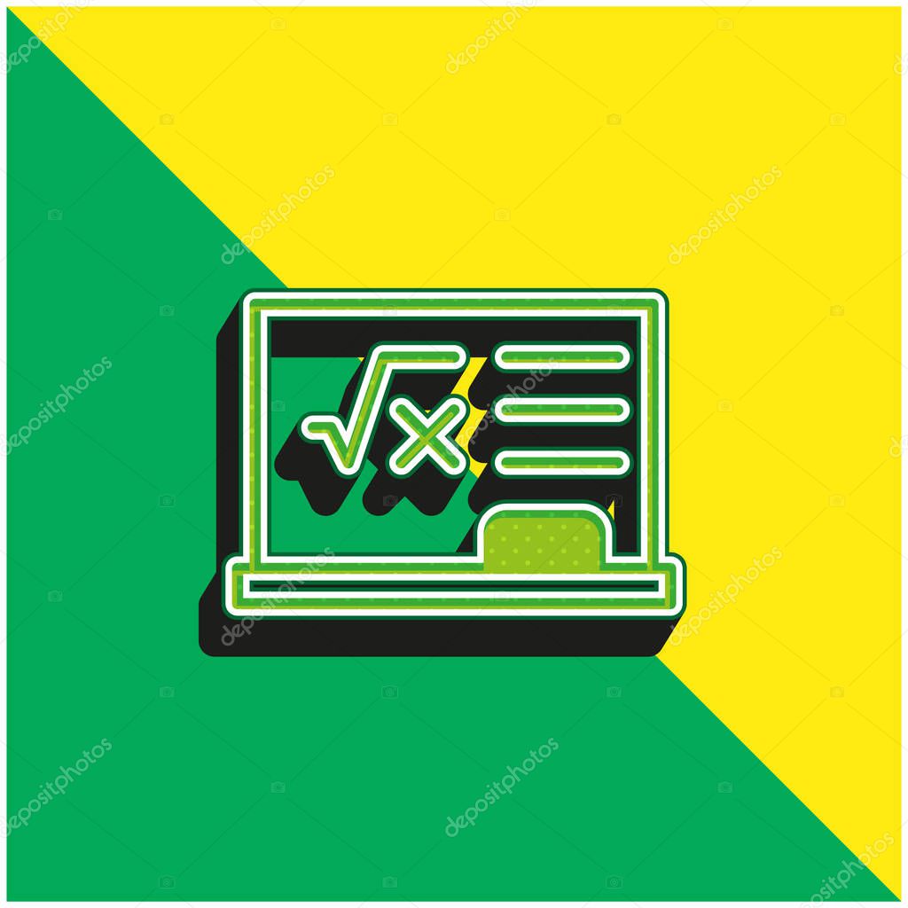 Blackboard Green and yellow modern 3d vector icon logo