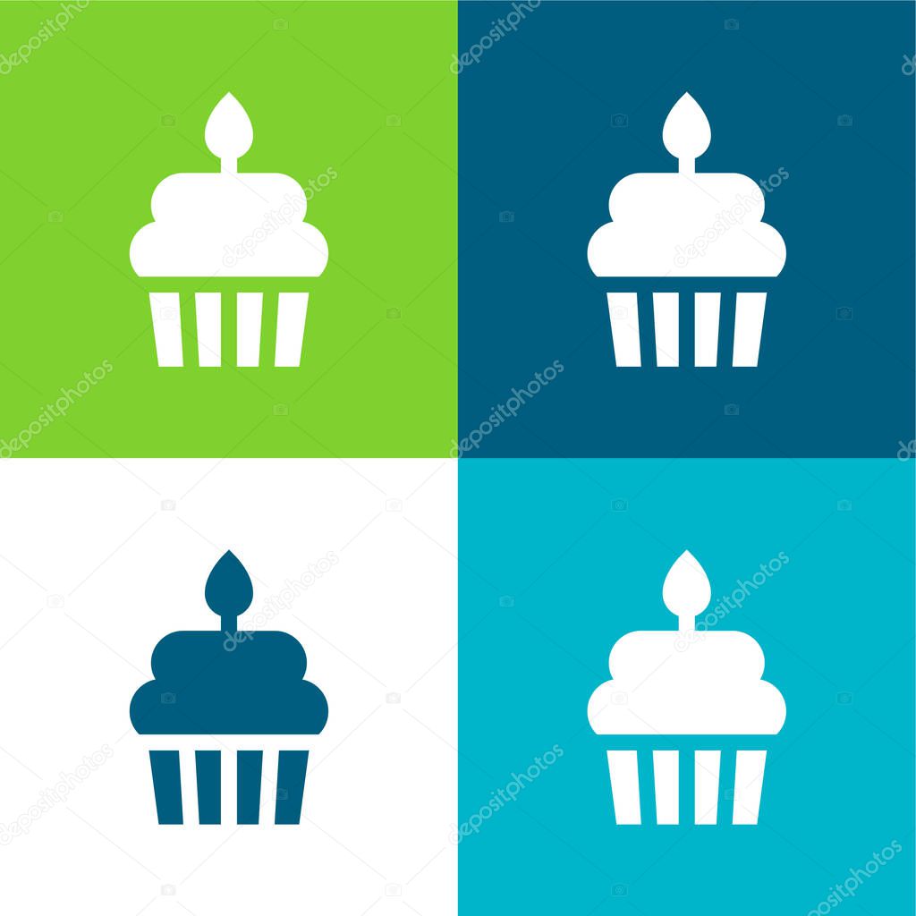 Birthday Cake Flat four color minimal icon set