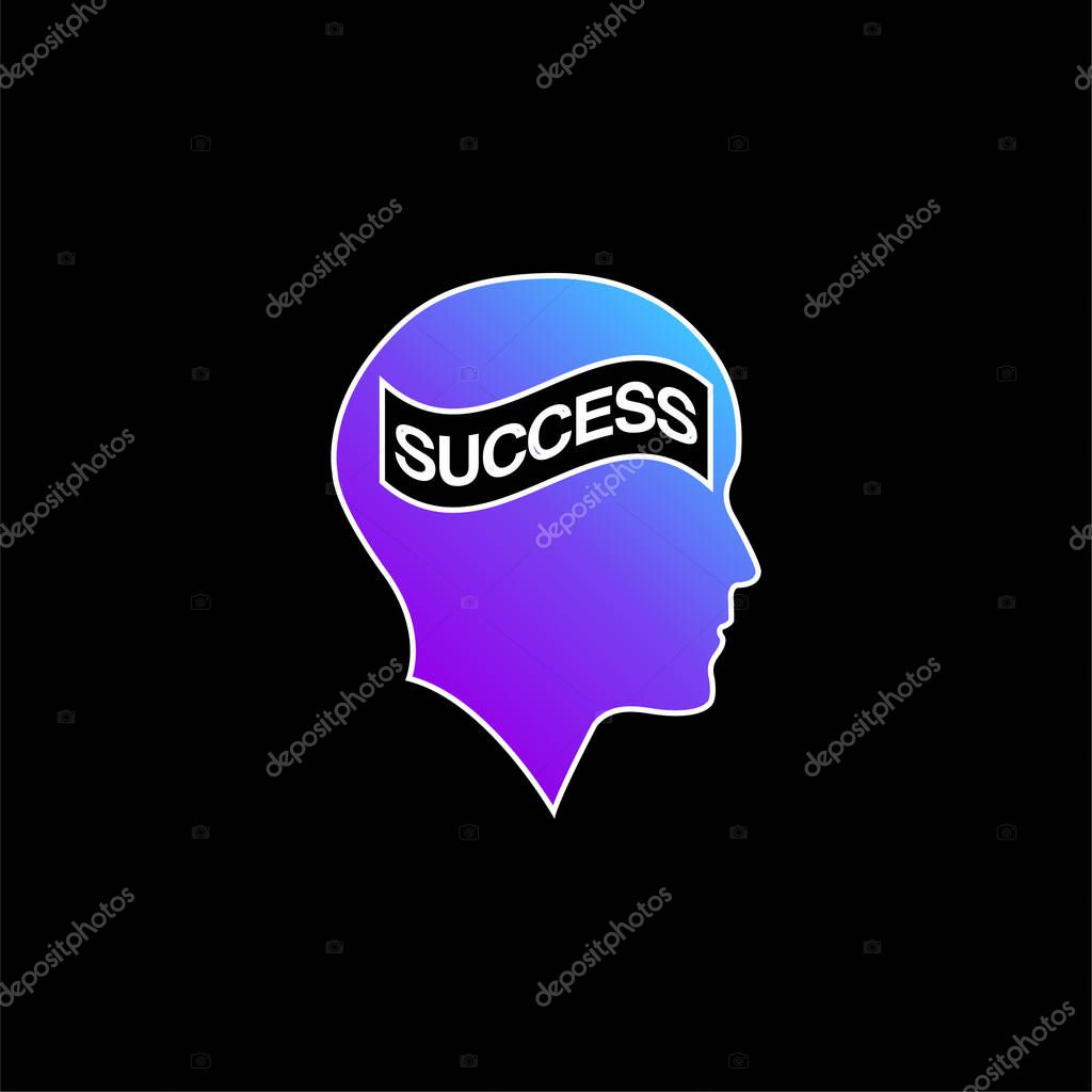 Bald Head With Success Flag blue gradient vector icon