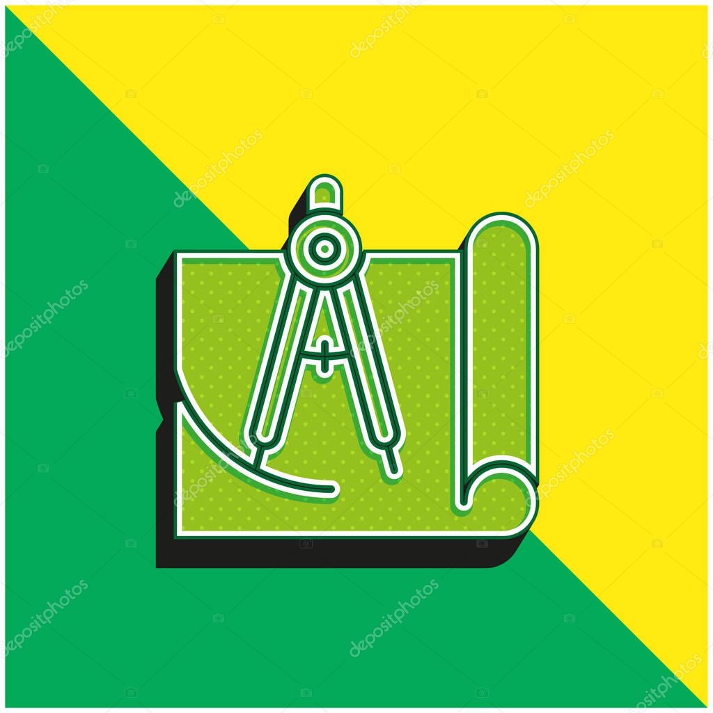 Blueprint Green and yellow modern 3d vector icon logo