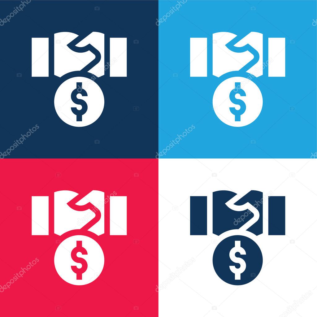 Bribery blue and red four color minimal icon set