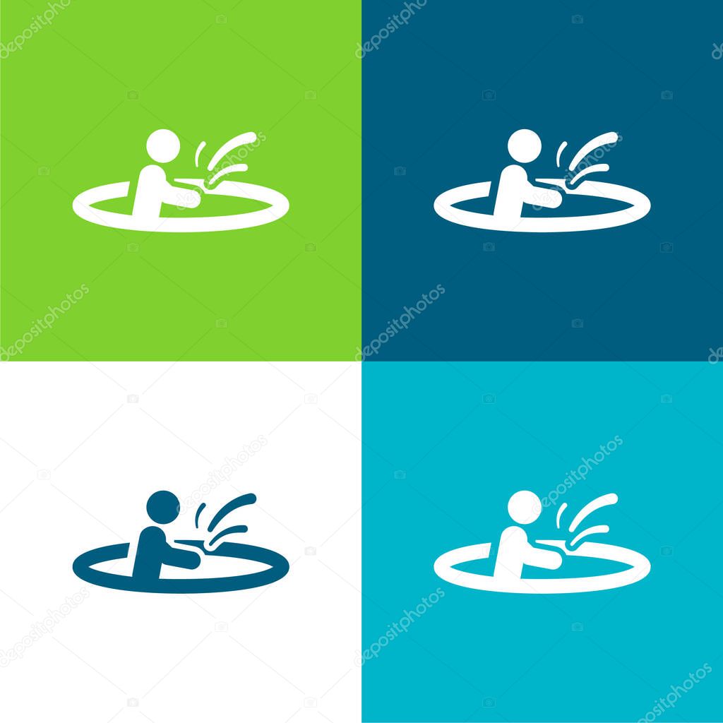 Beach Playing Flat four color minimal icon set