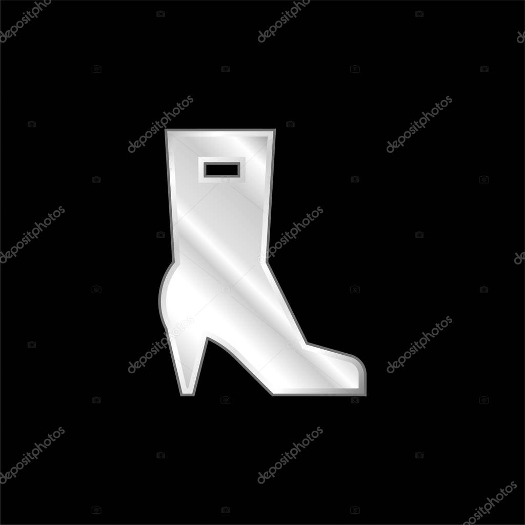 Boots silver plated metallic icon