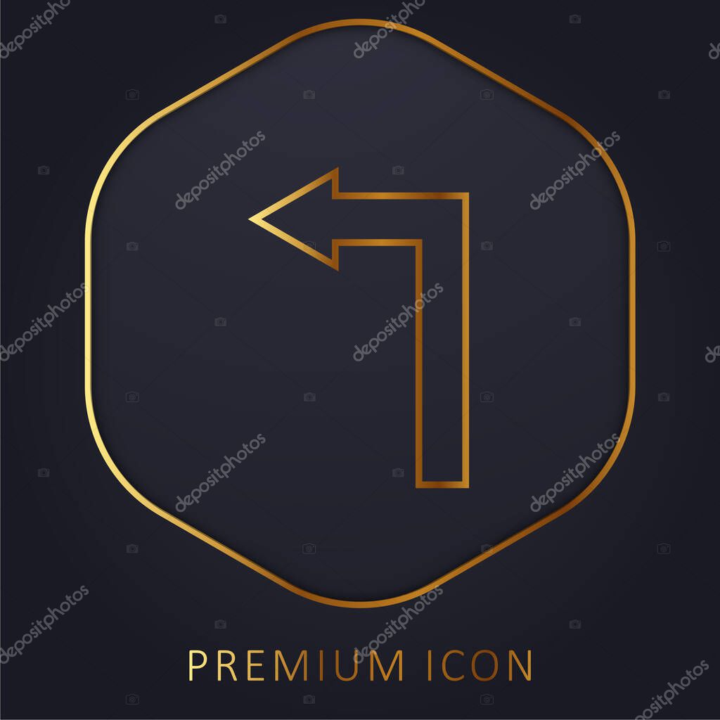 Arrow Straight Angle Turning To Left golden line premium logo or icon