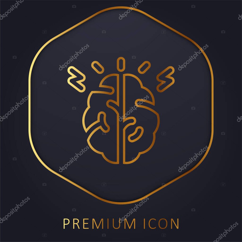 Brain golden line premium logo or icon
