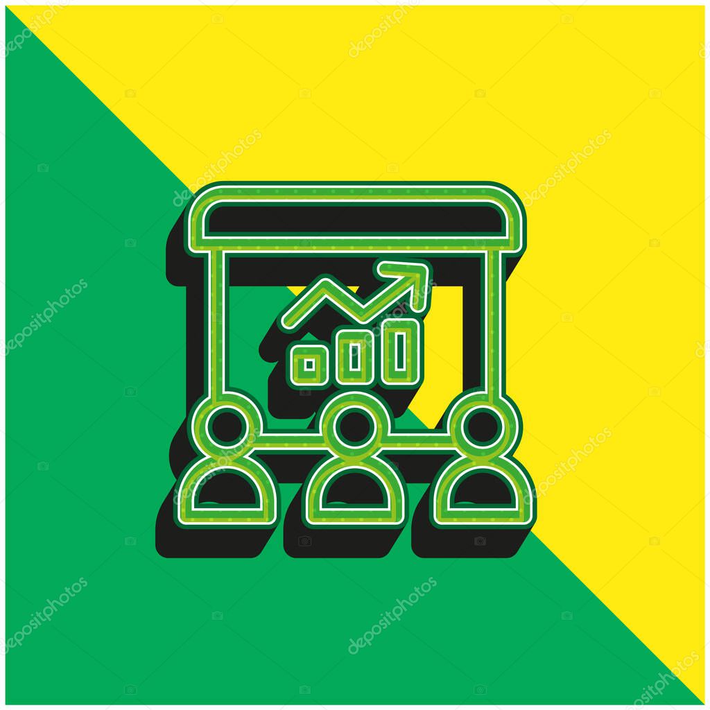 Analytics Green and yellow modern 3d vector icon logo
