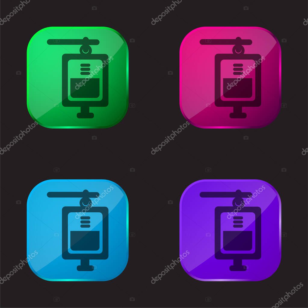 Blood Transfusion four color glass button icon