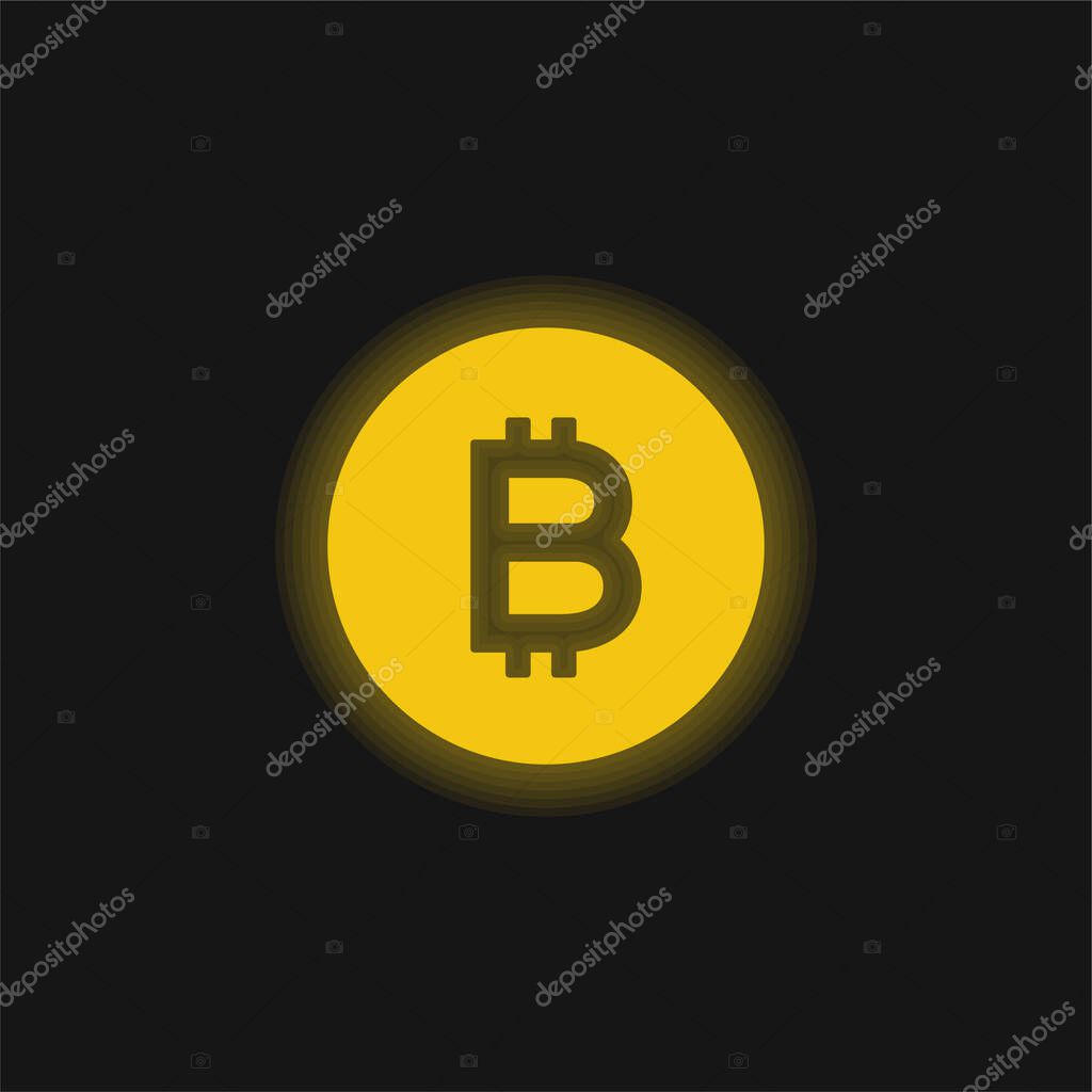 Bit Round Button yellow glowing neon icon