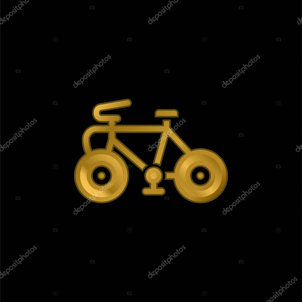 Bicycle gold plated metalic icon or logo vector