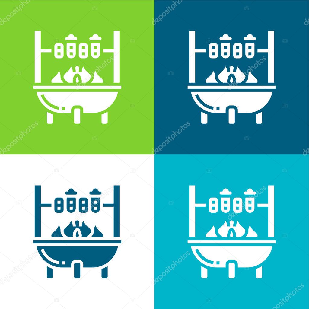 Barbecue Flat four color minimal icon set