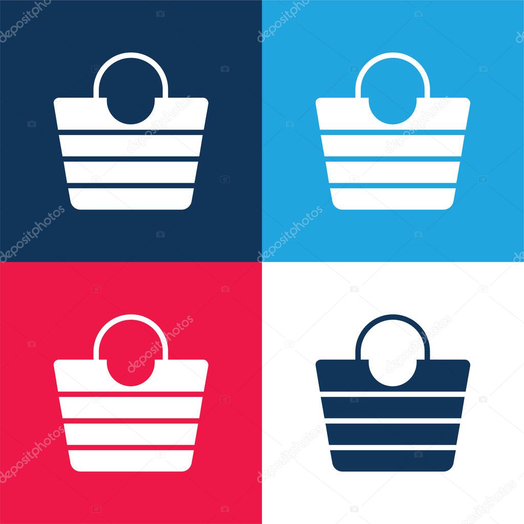Bag blue and red four color minimal icon set