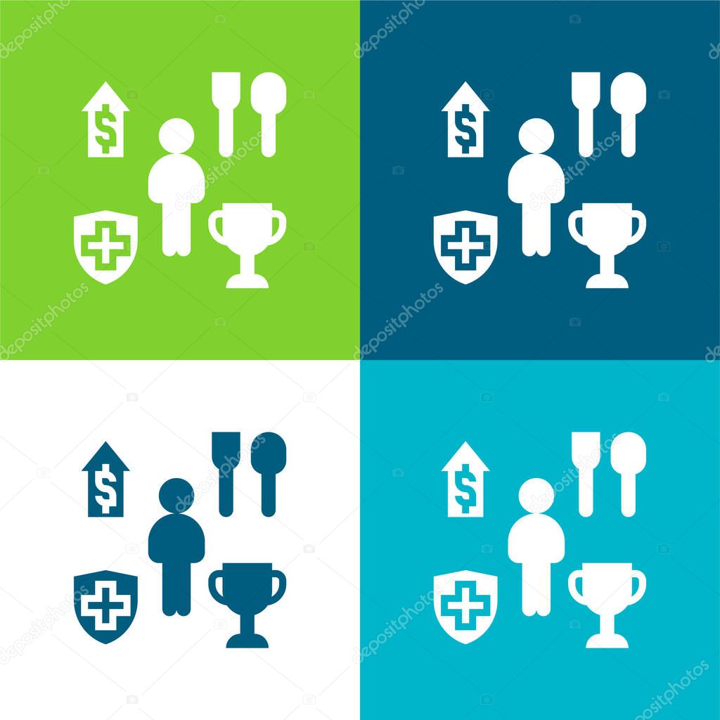 Benefit Flat four color minimal icon set