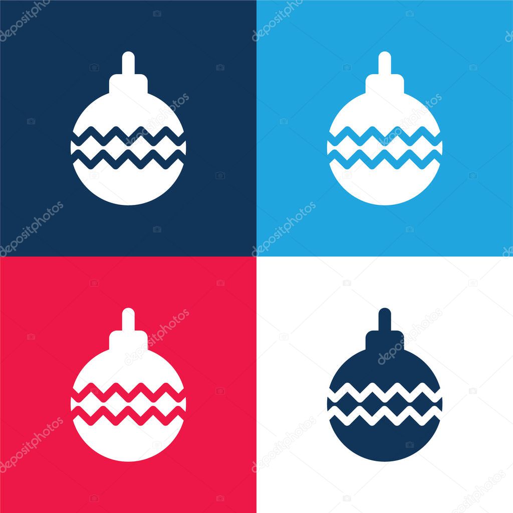Bauble blue and red four color minimal icon set