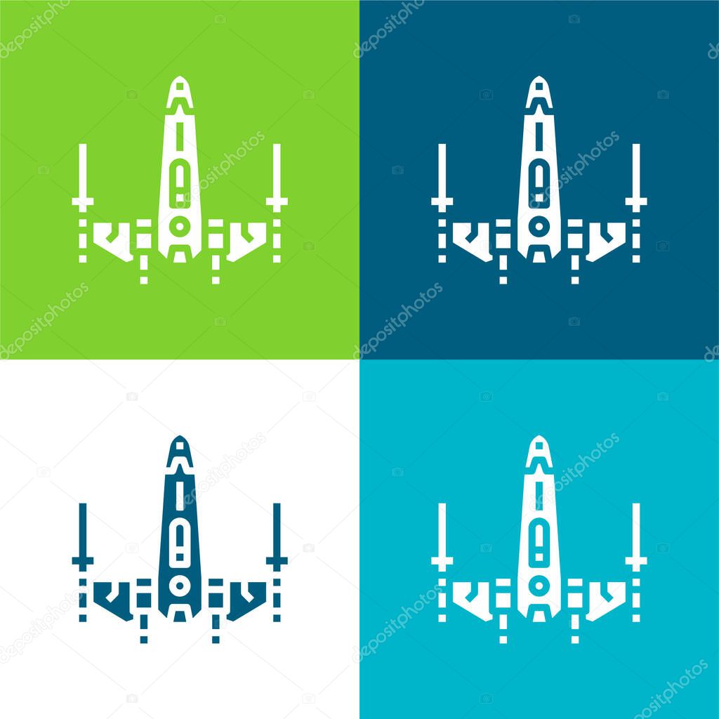 Battleship Flat four color minimal icon set