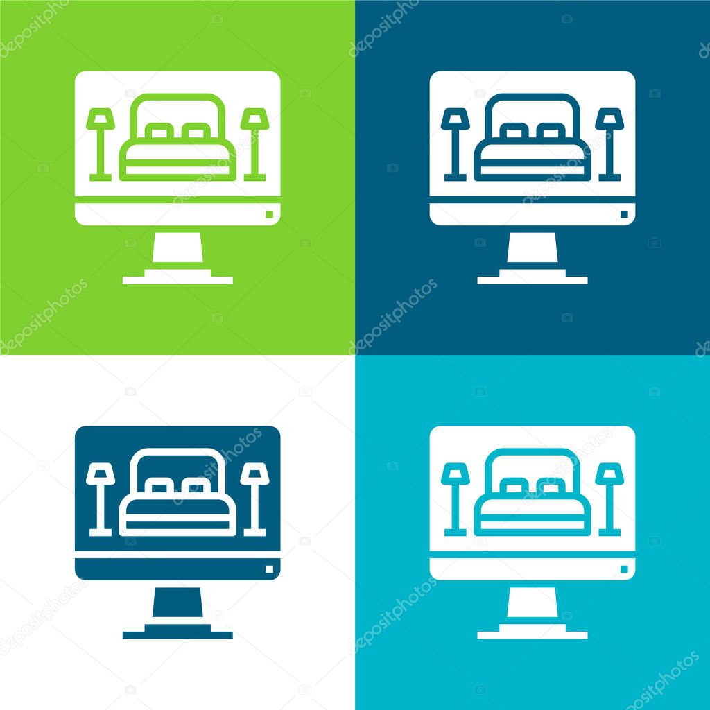 Booking Flat four color minimal icon set