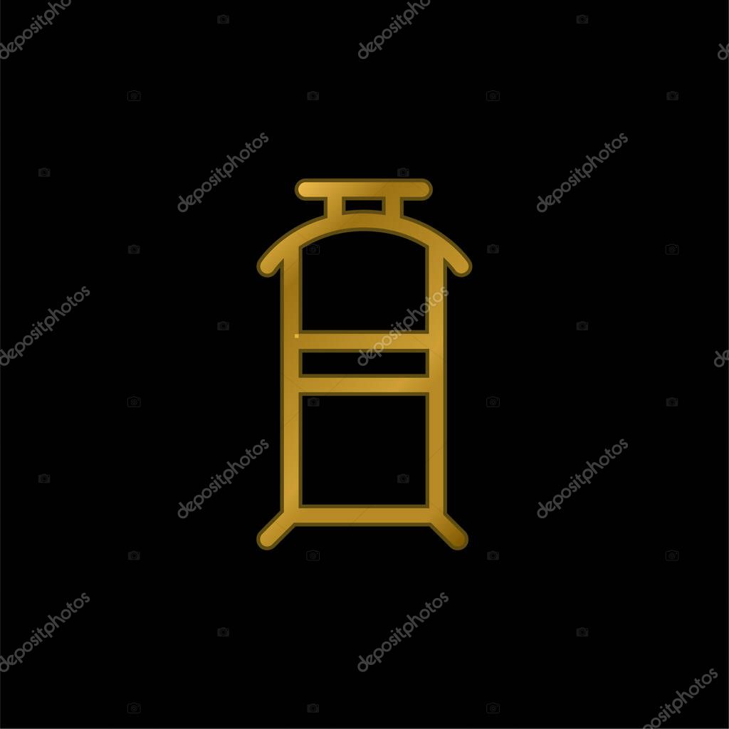 Bedroom Hanger For Clothes gold plated metalic icon or logo vector