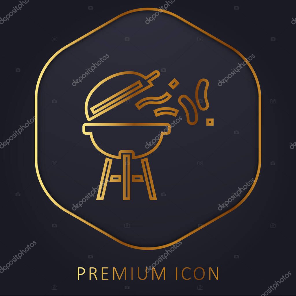 Barbecue golden line premium logo or icon