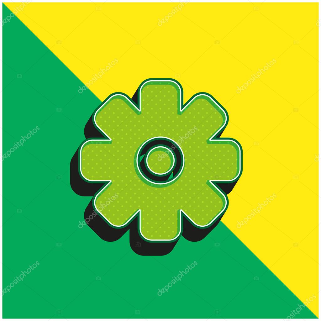 Big Cogwheel Green and yellow modern 3d vector icon logo