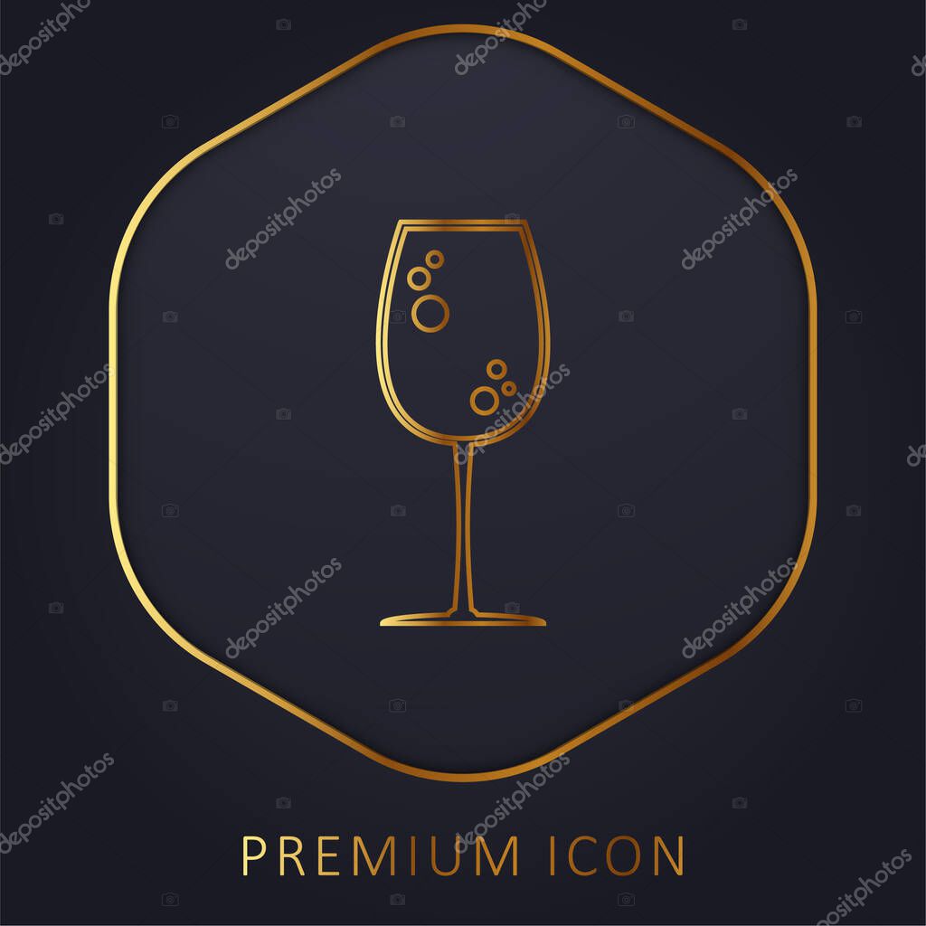 Big Drink Glass With Bubbles golden line premium logo or icon