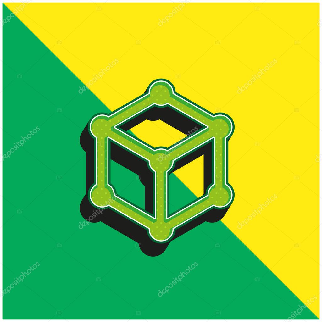 3D Cube Green and yellow modern 3d vector icon logo
