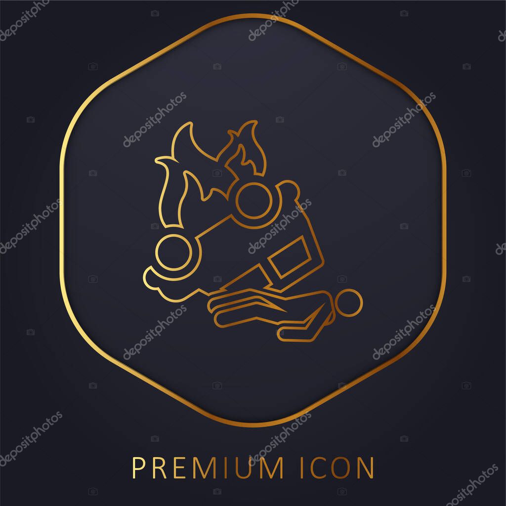 Accident golden line premium logo or icon