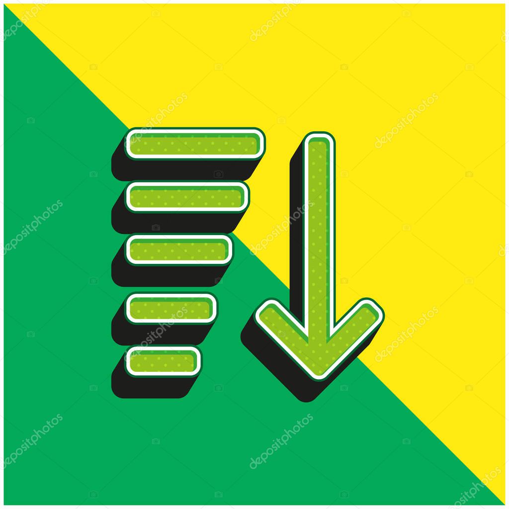 Ascending Sort Green and yellow modern 3d vector icon logo