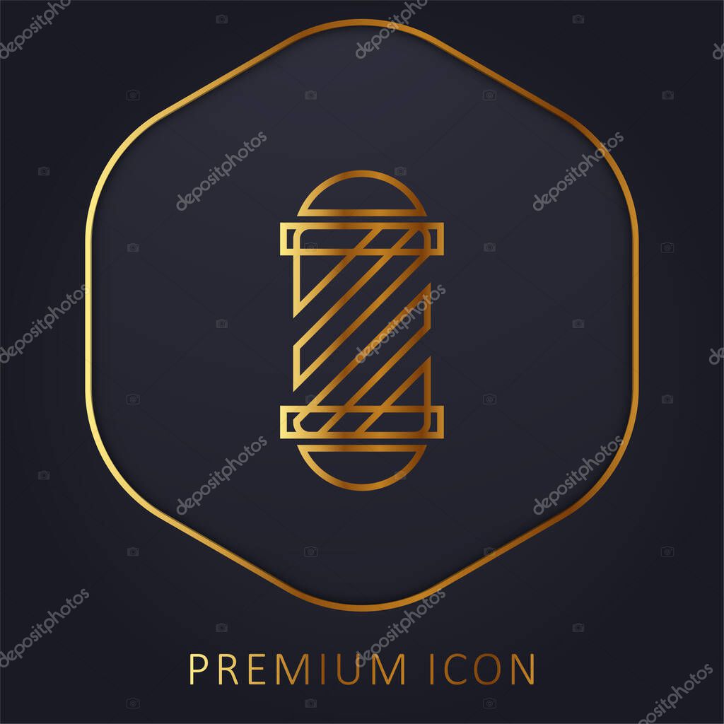 Barber Pole golden line premium logo or icon