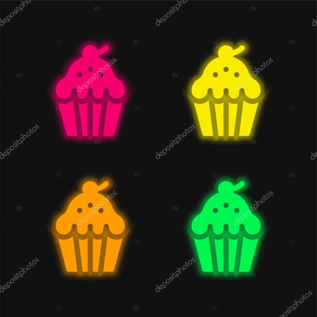 Baked four color glowing neon vector icon