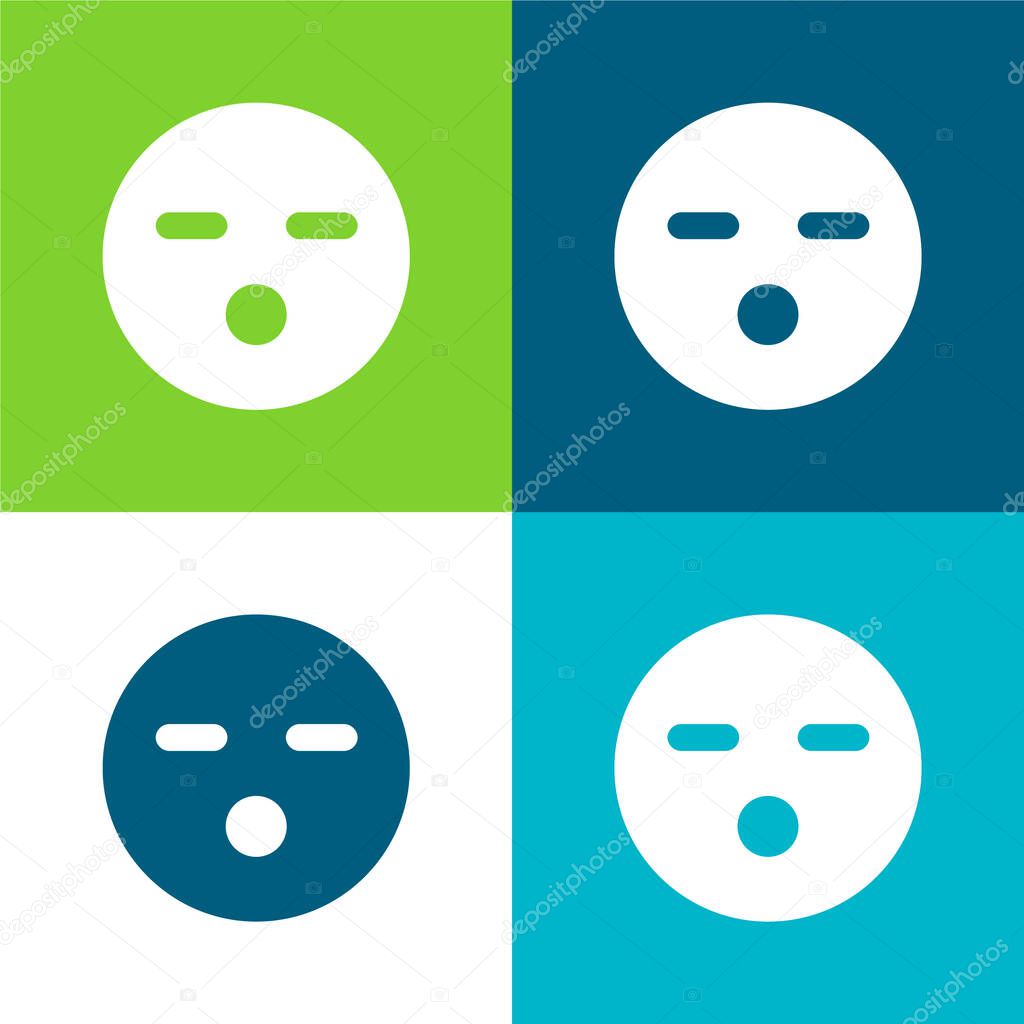 Boring Face Flat four color minimal icon set