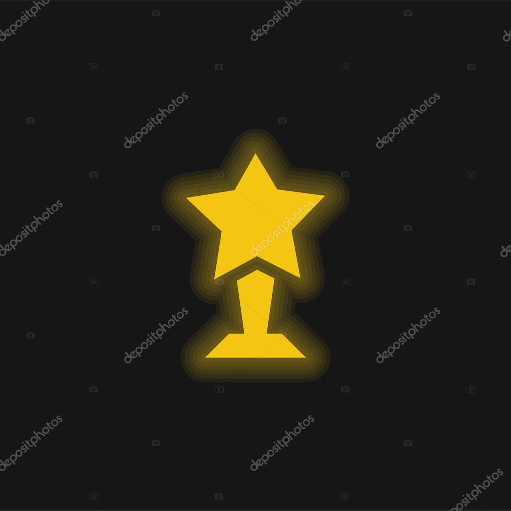 Award yellow glowing neon icon