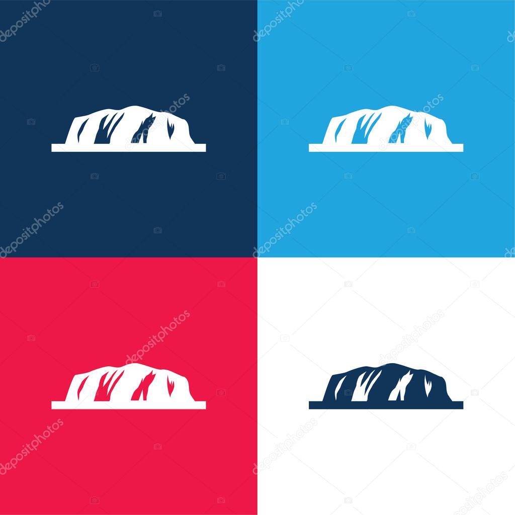 Ayers Rock blue and red four color minimal icon set