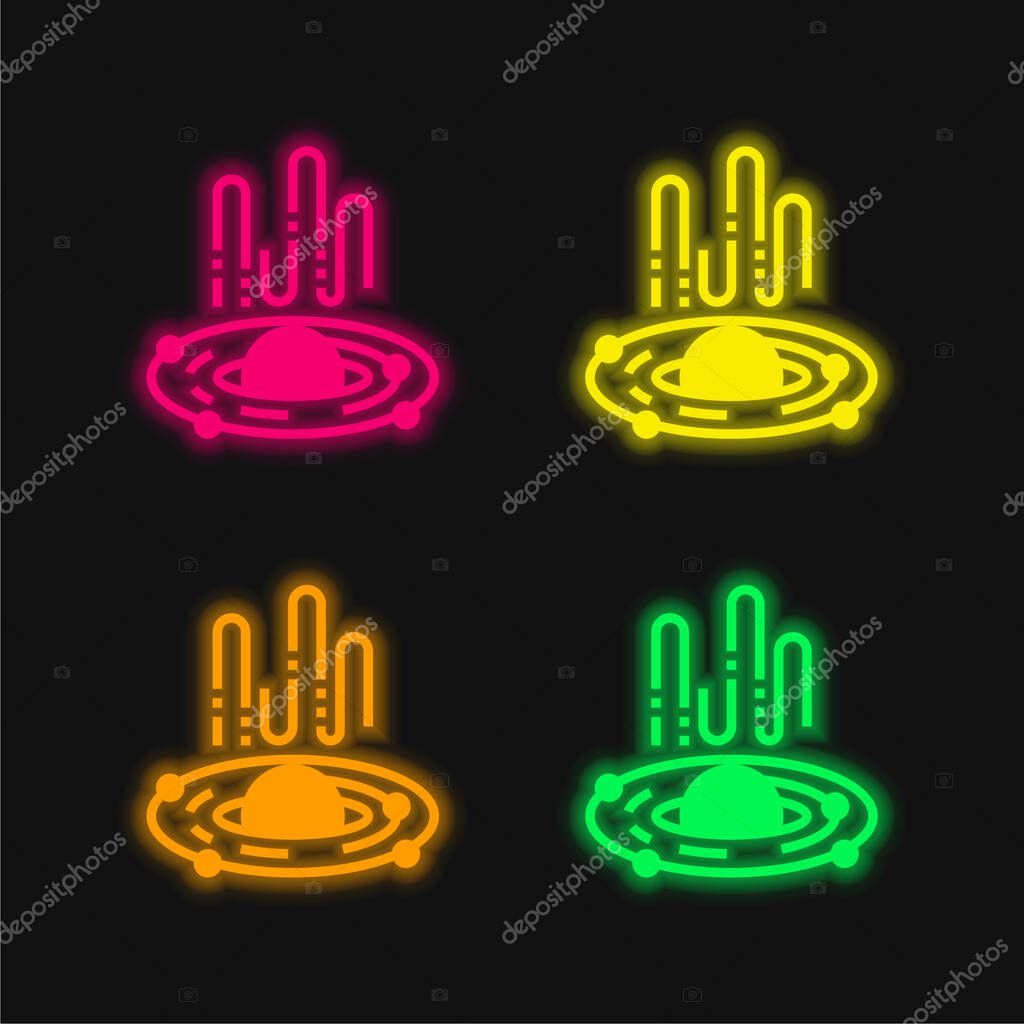 Black Hole four color glowing neon vector icon