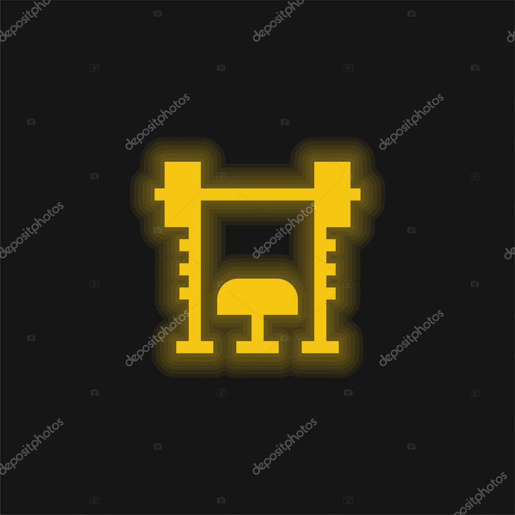 Bench yellow glowing neon icon