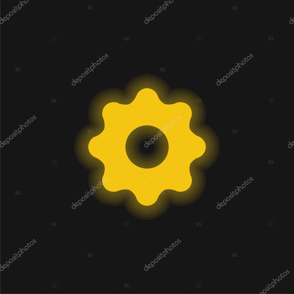 Black Settings Button yellow glowing neon icon