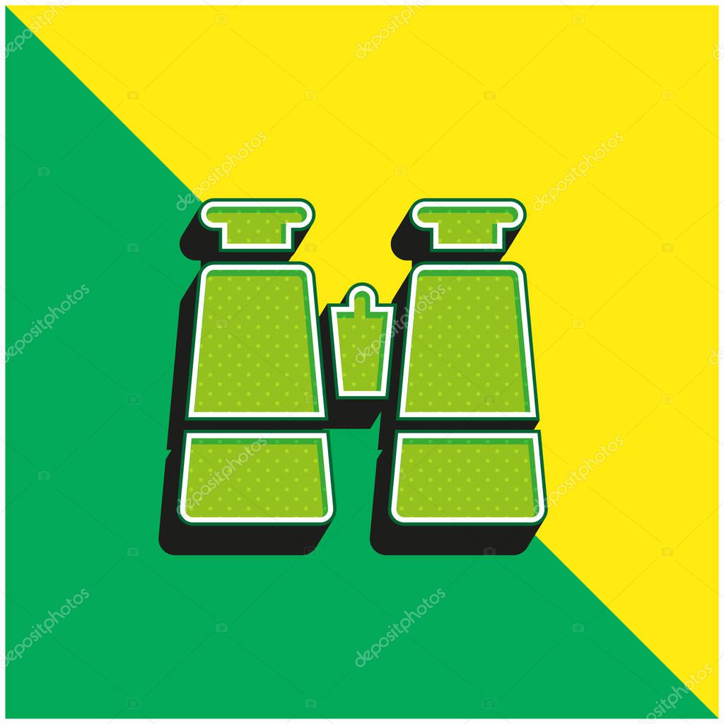 Binoculars Green and yellow modern 3d vector icon logo