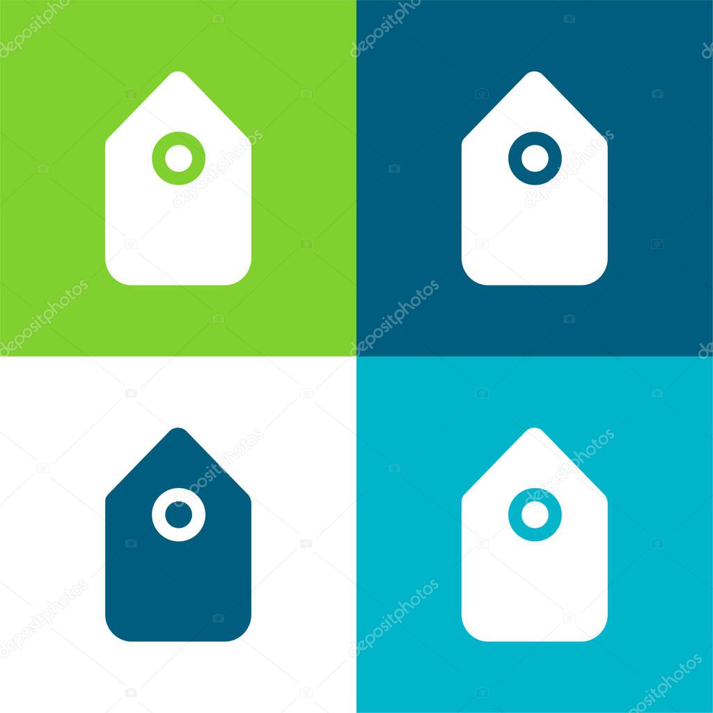 Black Tag Interface Symbol In Vertical Position Flat four color minimal icon set