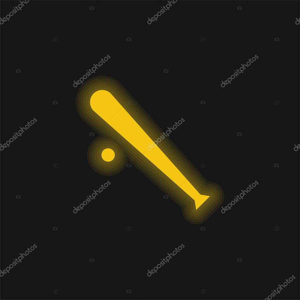 Baseball Equipment yellow glowing neon icon