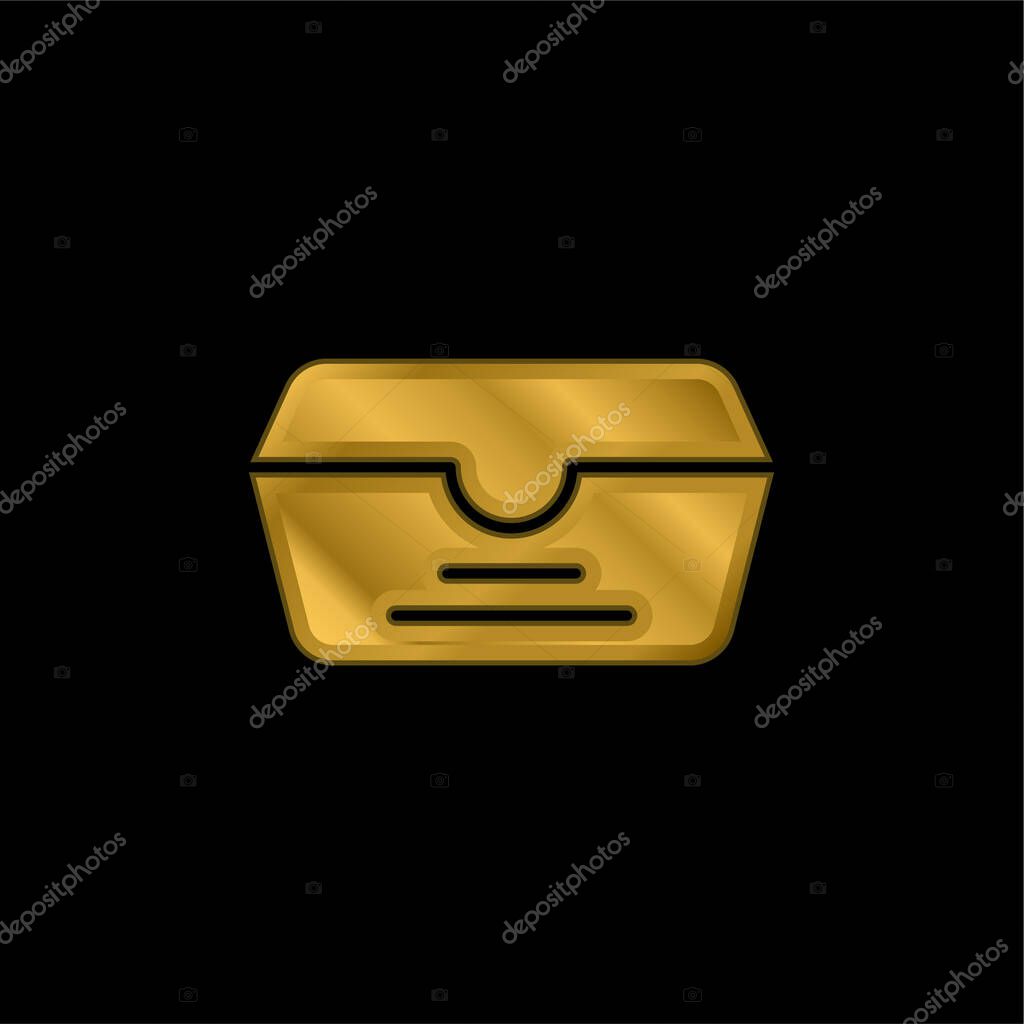 Box gold plated metalic icon or logo vector