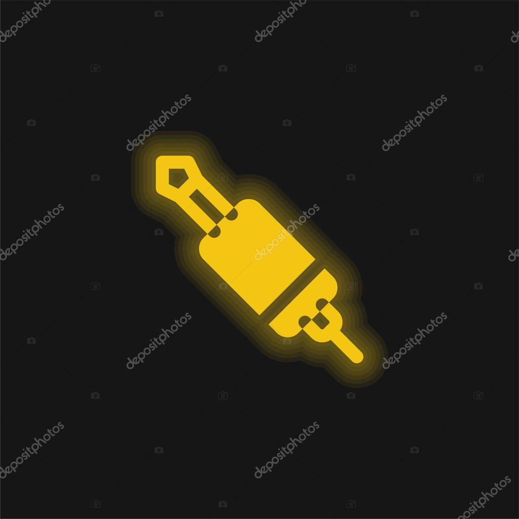 Audio Jack yellow glowing neon icon