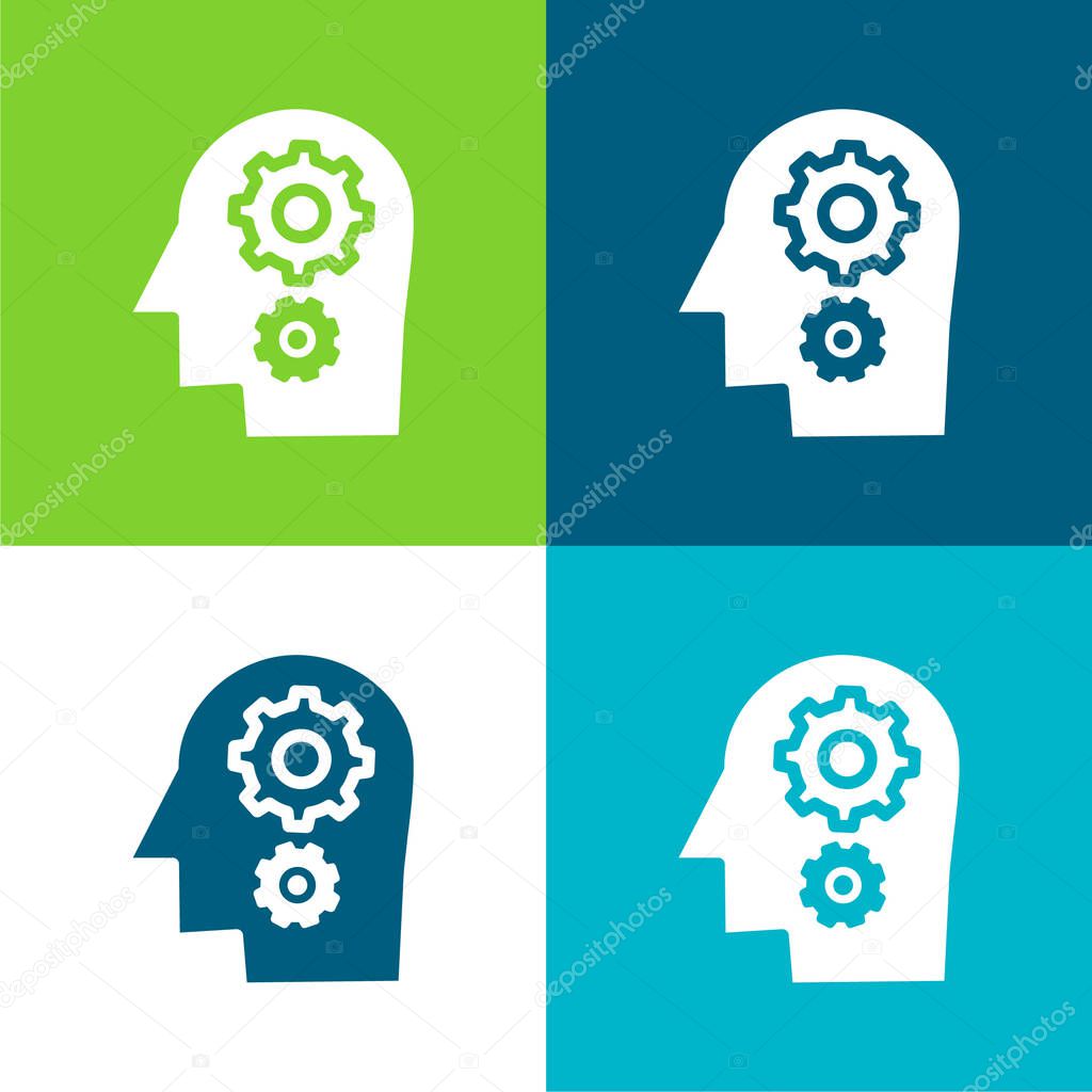Brainstorm Flat four color minimal icon set