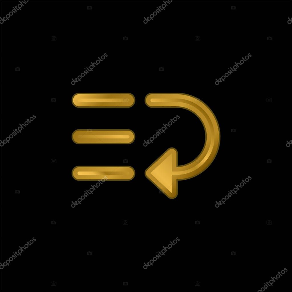 Bottom gold plated metalic icon or logo vector