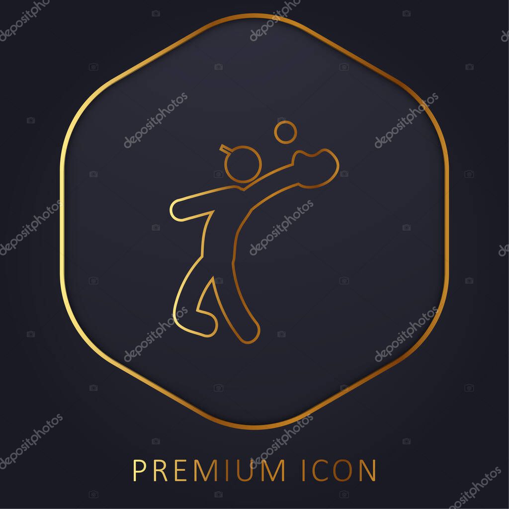 Baseball Catcher golden line premium logo or icon