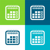 Annual Calendar Symbol Flat four color minimal icon set