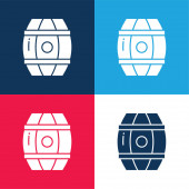 Barrel blau und rot vier Farben minimales Symbol-Set
