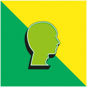 Glatzkopf grün und gelb modernes 3D-Vektor-Symbol-Logo