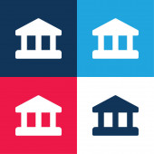 Bankovní modrá a červená čtyři barvy minimální ikona nastavena