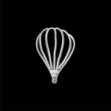 Air Balloon silver plated metallic icon clipart